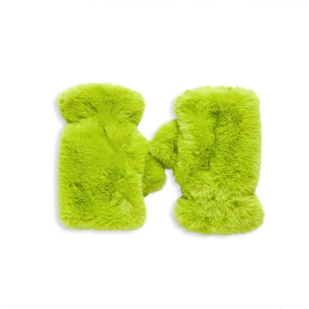 Apparis Ariel Kiwi Faux Fur Fingerless Gloves - Picture 2 of 5